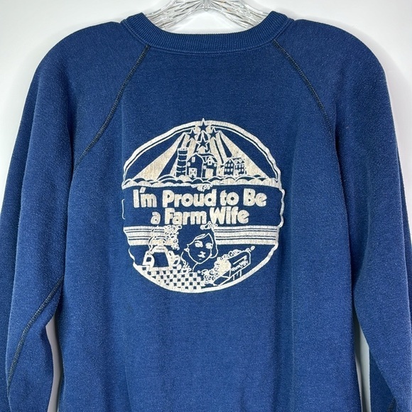Vintage Sportswear I'm Proud To Be A Farm Wife Raglan Sleeve Sweatshirt Large - Picture 2 of 9